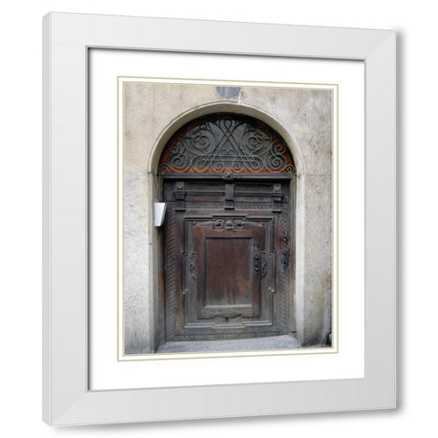 Prague Door III White Modern Wood Framed Art Print with Double Matting by Christensen, Jim