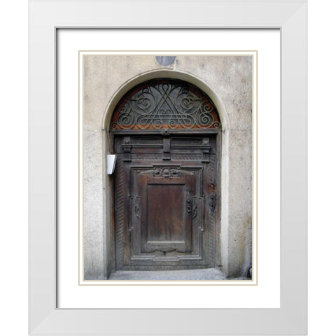 Prague Door III White Modern Wood Framed Art Print with Double Matting by Christensen, Jim