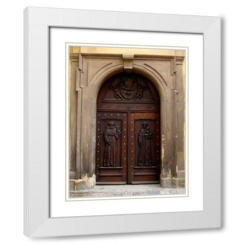 Prague Door V White Modern Wood Framed Art Print with Double Matting by Christensen, Jim