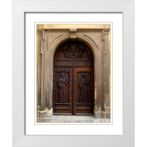 Prague Door V White Modern Wood Framed Art Print with Double Matting by Christensen, Jim