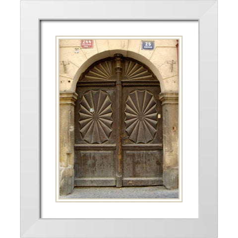 Prague Door VI White Modern Wood Framed Art Print with Double Matting by Christensen, Jim