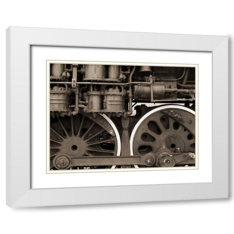Train II White Modern Wood Framed Art Print with Double Matting by Christensen, Jim