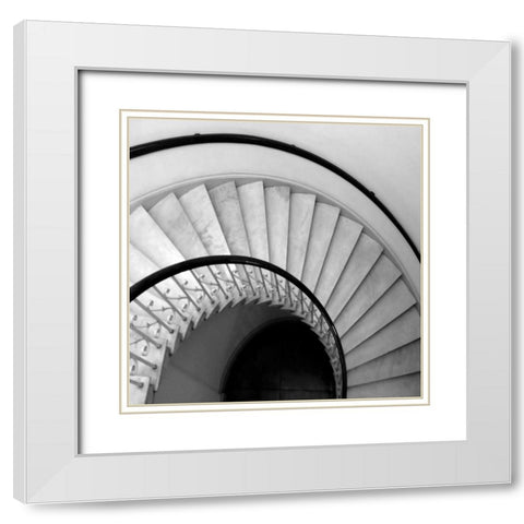 Capital Stairwell Sq. White Modern Wood Framed Art Print with Double Matting by Christensen, Jim