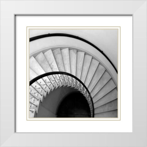 Capital Stairwell Sq. White Modern Wood Framed Art Print with Double Matting by Christensen, Jim