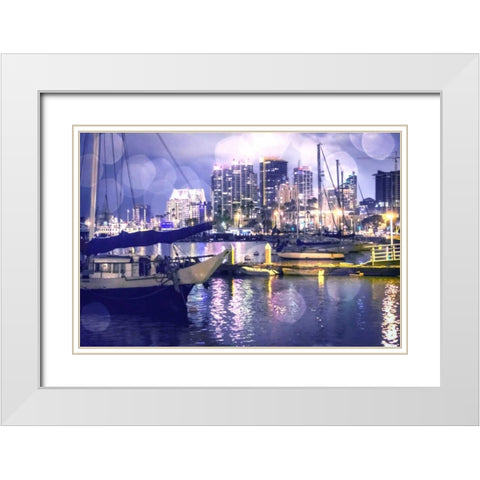 City Lights I White Modern Wood Framed Art Print with Double Matting by Hausenflock, Alan