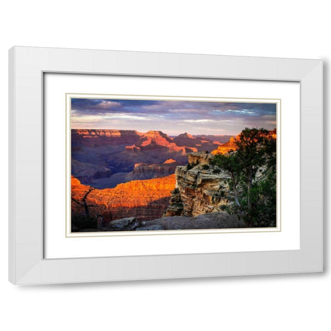 Mather Point Sunset I White Modern Wood Framed Art Print with Double Matting by Hausenflock, Alan