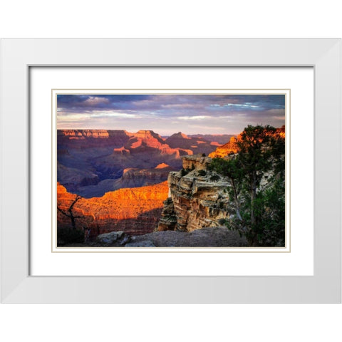 Mather Point Sunset I White Modern Wood Framed Art Print with Double Matting by Hausenflock, Alan