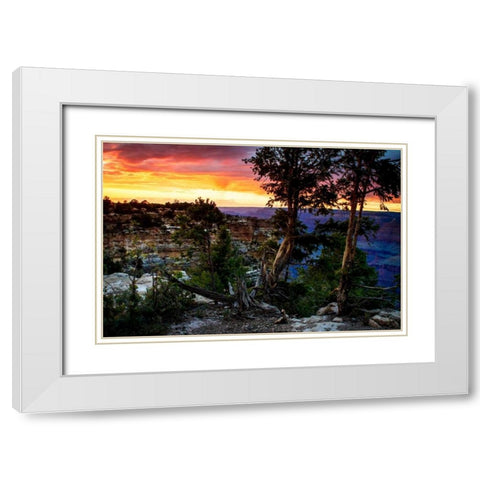 Mather Point Sunset II White Modern Wood Framed Art Print with Double Matting by Hausenflock, Alan