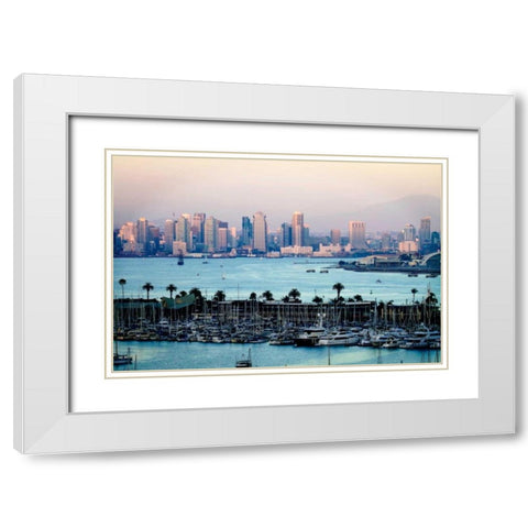 San Diego Sunset I White Modern Wood Framed Art Print with Double Matting by Hausenflock, Alan