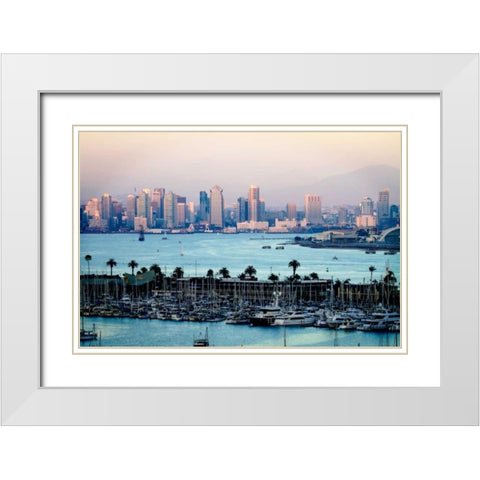 San Diego Sunset I White Modern Wood Framed Art Print with Double Matting by Hausenflock, Alan