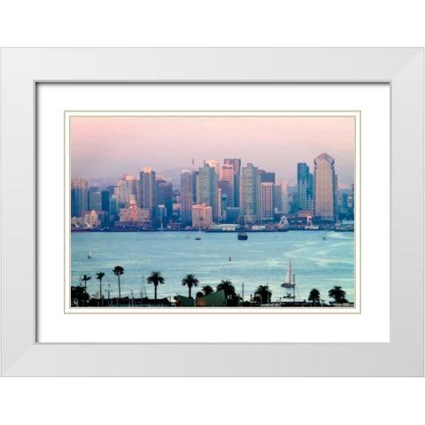 San Diego Sunset II White Modern Wood Framed Art Print with Double Matting by Hausenflock, Alan
