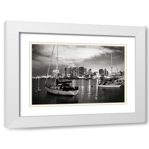 City Lights III White Modern Wood Framed Art Print with Double Matting by Hausenflock, Alan