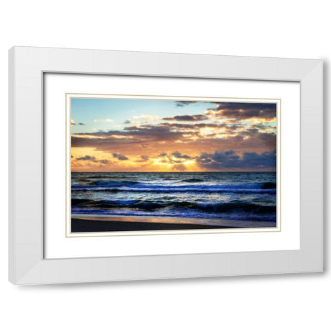 Ocean Sunrise II White Modern Wood Framed Art Print with Double Matting by Hausenflock, Alan