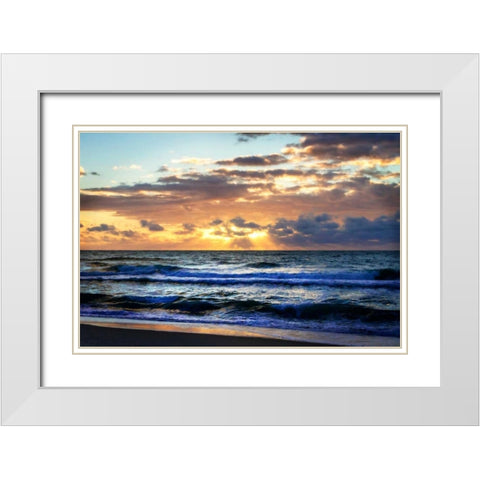 Ocean Sunrise II White Modern Wood Framed Art Print with Double Matting by Hausenflock, Alan