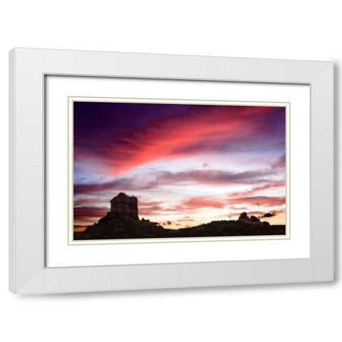 Sunset in the Valley I White Modern Wood Framed Art Print with Double Matting by Hausenflock, Alan