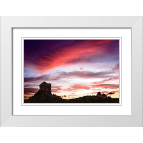 Sunset in the Valley I White Modern Wood Framed Art Print with Double Matting by Hausenflock, Alan