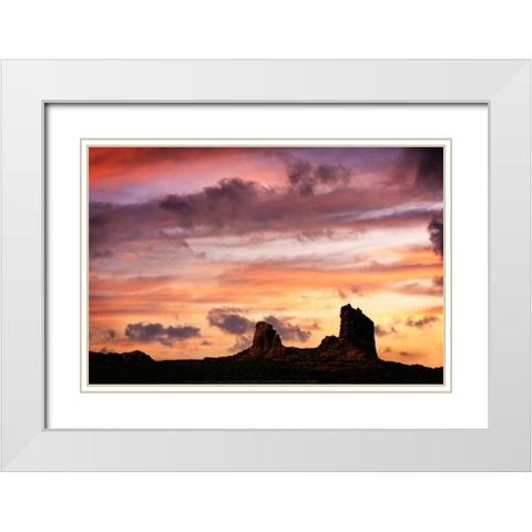 Sunset in the Valley II White Modern Wood Framed Art Print with Double Matting by Hausenflock, Alan