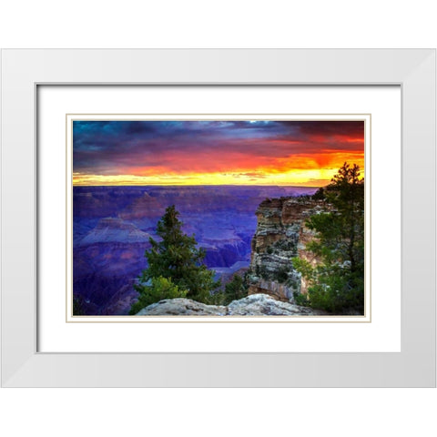 Fiery Sky II White Modern Wood Framed Art Print with Double Matting by Hausenflock, Alan