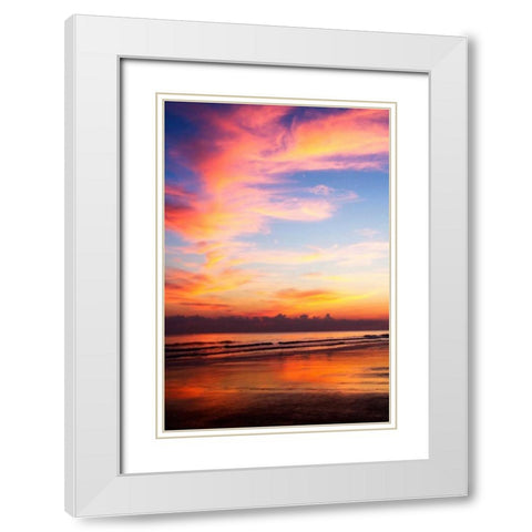 Red Sunrise I White Modern Wood Framed Art Print with Double Matting by Hausenflock, Alan