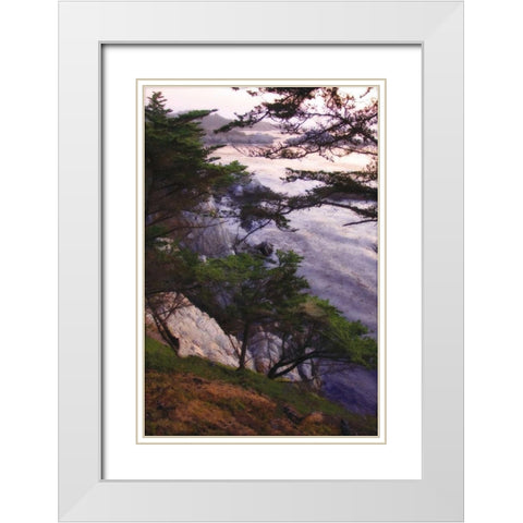 Carmel Highlands Sunset IV White Modern Wood Framed Art Print with Double Matting by Hausenflock, Alan