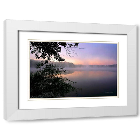 Shelley Lake Fog White Modern Wood Framed Art Print with Double Matting by Hausenflock, Alan