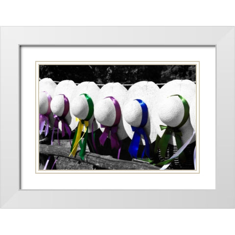 Fancy Hats I White Modern Wood Framed Art Print with Double Matting by Hausenflock, Alan