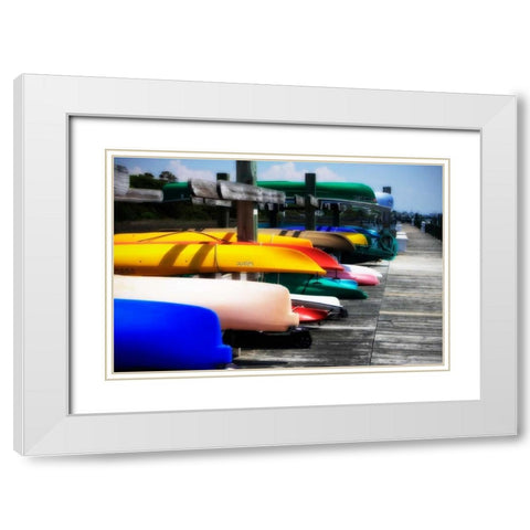 Kayaks I White Modern Wood Framed Art Print with Double Matting by Hausenflock, Alan