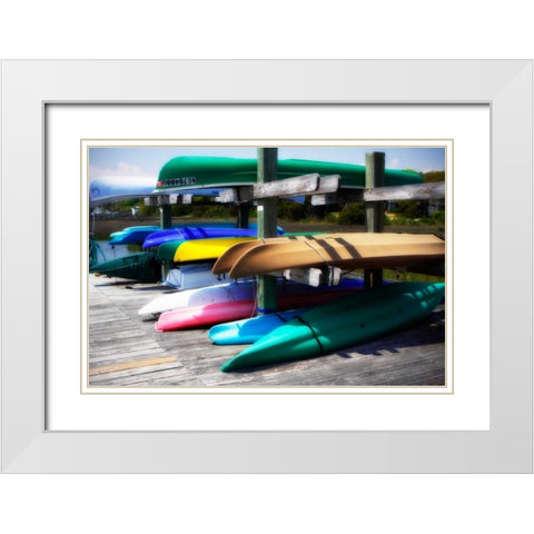 Kayaks II White Modern Wood Framed Art Print with Double Matting by Hausenflock, Alan