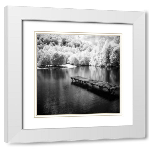 Mint Springs Lake Square IV White Modern Wood Framed Art Print with Double Matting by Hausenflock, Alan