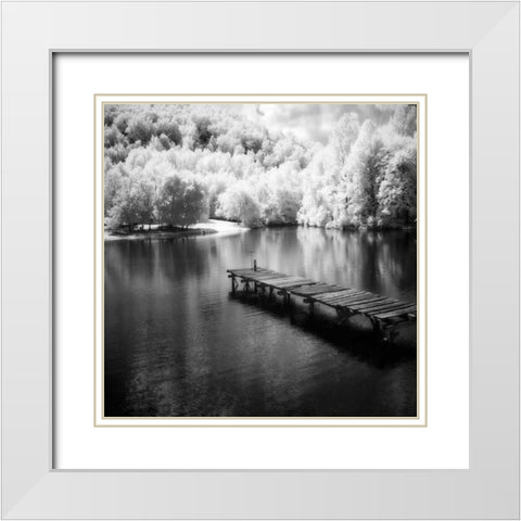 Mint Springs Lake Square IV White Modern Wood Framed Art Print with Double Matting by Hausenflock, Alan
