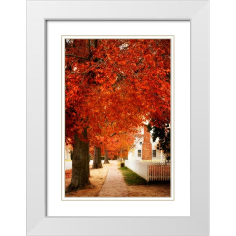 Small Town Autumn I White Modern Wood Framed Art Print with Double Matting by Hausenflock, Alan