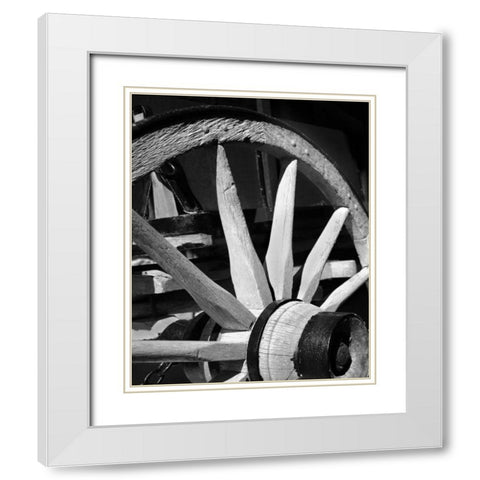 Wagon Wheel I White Modern Wood Framed Art Print with Double Matting by Larson, Scott