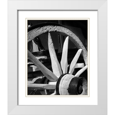 Wagon Wheel I White Modern Wood Framed Art Print with Double Matting by Larson, Scott