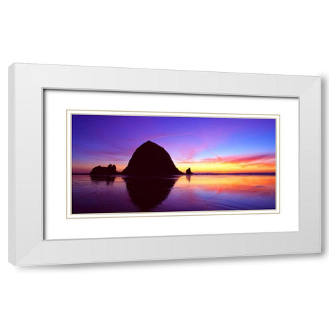 Cannon Beach I White Modern Wood Framed Art Print with Double Matting by Leahy, Ike