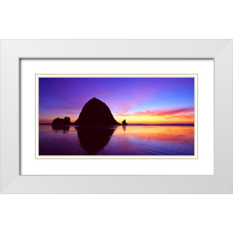 Cannon Beach I White Modern Wood Framed Art Print with Double Matting by Leahy, Ike