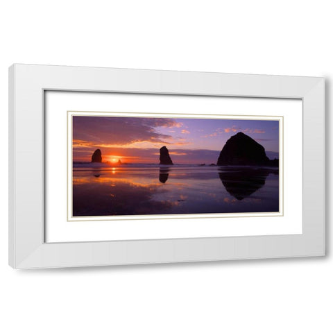 Cannon Beach II White Modern Wood Framed Art Print with Double Matting by Leahy, Ike