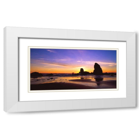 Cannon Beach IV White Modern Wood Framed Art Print with Double Matting by Leahy, Ike