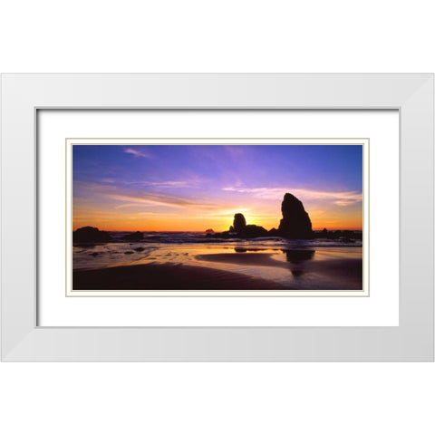 Cannon Beach IV White Modern Wood Framed Art Print with Double Matting by Leahy, Ike