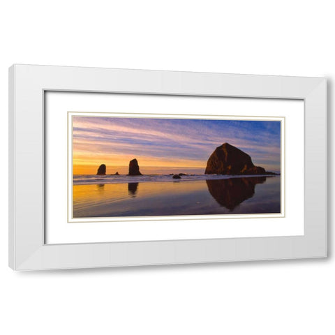 Cannon Beach V White Modern Wood Framed Art Print with Double Matting by Leahy, Ike