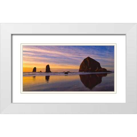 Cannon Beach V White Modern Wood Framed Art Print with Double Matting by Leahy, Ike