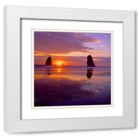Cannon Beach VIII White Modern Wood Framed Art Print with Double Matting by Leahy, Ike