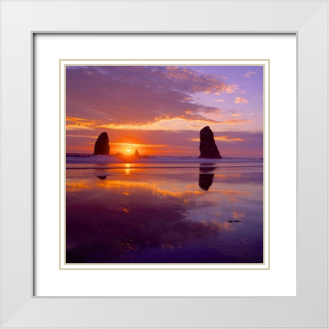 Cannon Beach VIII White Modern Wood Framed Art Print with Double Matting by Leahy, Ike