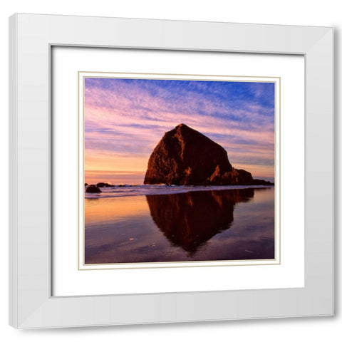Cannon Beach IX White Modern Wood Framed Art Print with Double Matting by Leahy, Ike