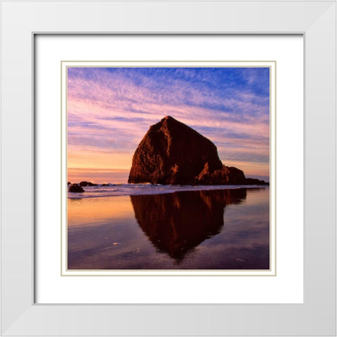 Cannon Beach IX White Modern Wood Framed Art Print with Double Matting by Leahy, Ike