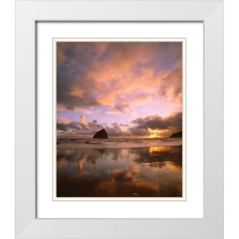 Pacific City V White Modern Wood Framed Art Print with Double Matting by Leahy, Ike