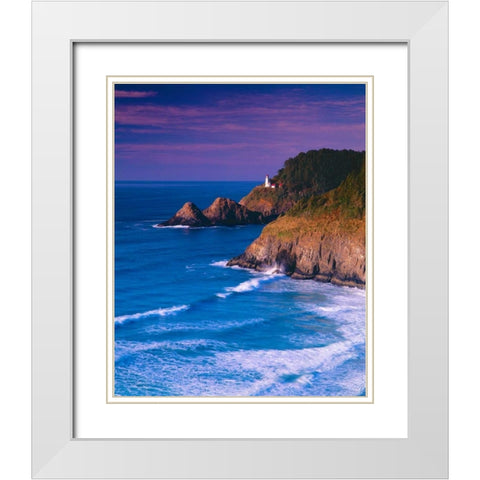 Heceta Head Lighthouse White Modern Wood Framed Art Print with Double Matting by Leahy, Ike
