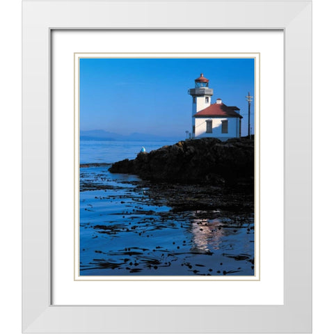 Limekiln Lighthouse White Modern Wood Framed Art Print with Double Matting by Leahy, Ike