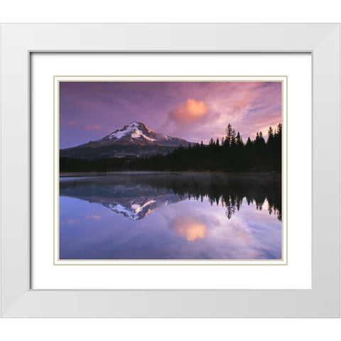 Mt. Hood II White Modern Wood Framed Art Print with Double Matting by Leahy, Ike