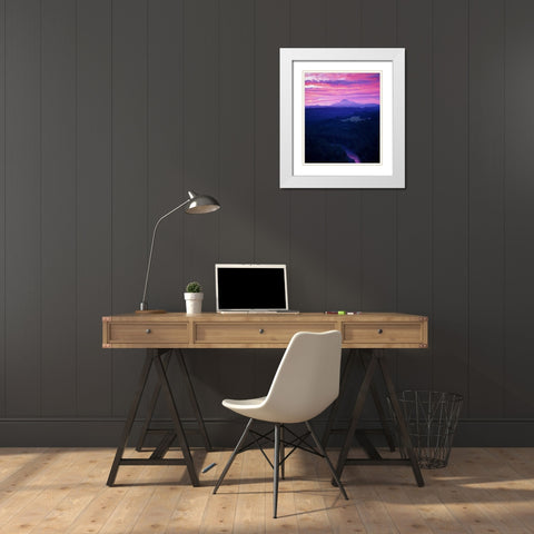Mt. Hood XVII White Modern Wood Framed Art Print with Double Matting by Leahy, Ike