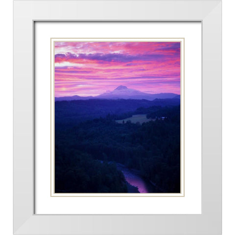 Mt. Hood XVII White Modern Wood Framed Art Print with Double Matting by Leahy, Ike
